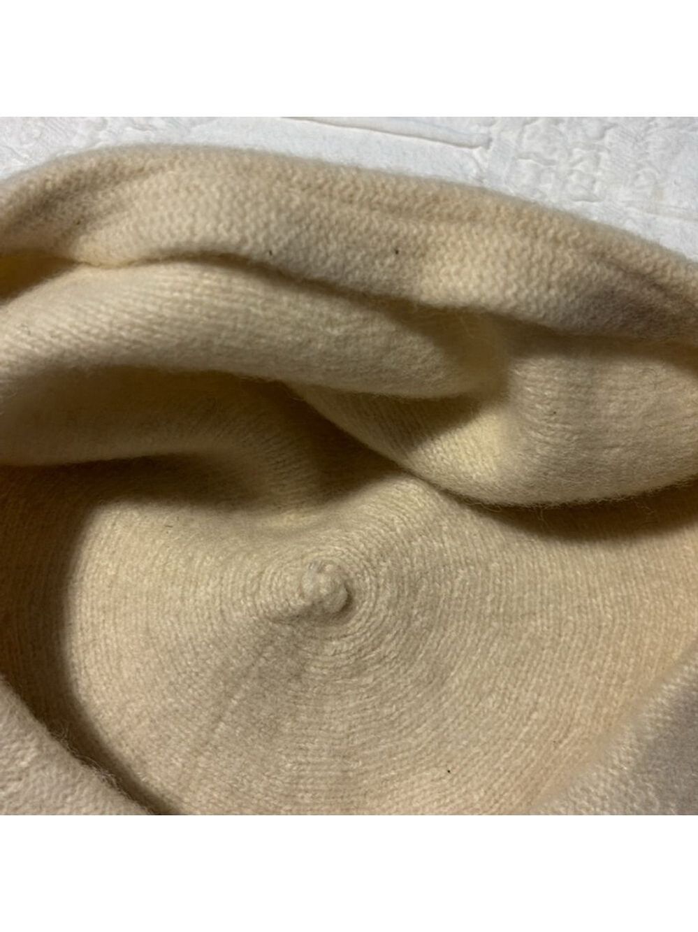 WOOL beret tam hat cream colour 100% wool OS fits most French hat retro style - Picture 4 of 7